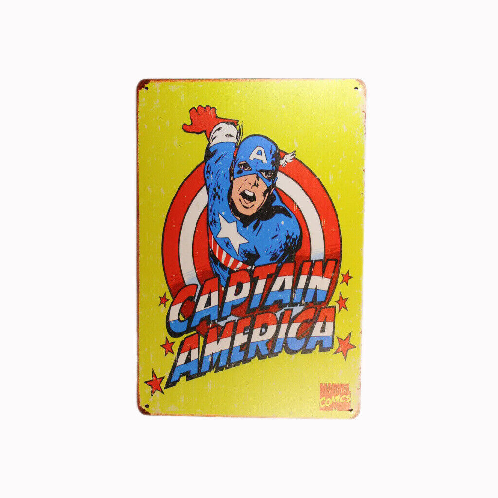 Tin Sign Captain America Hero Sprint Drink Bar Whisky Rustic Look