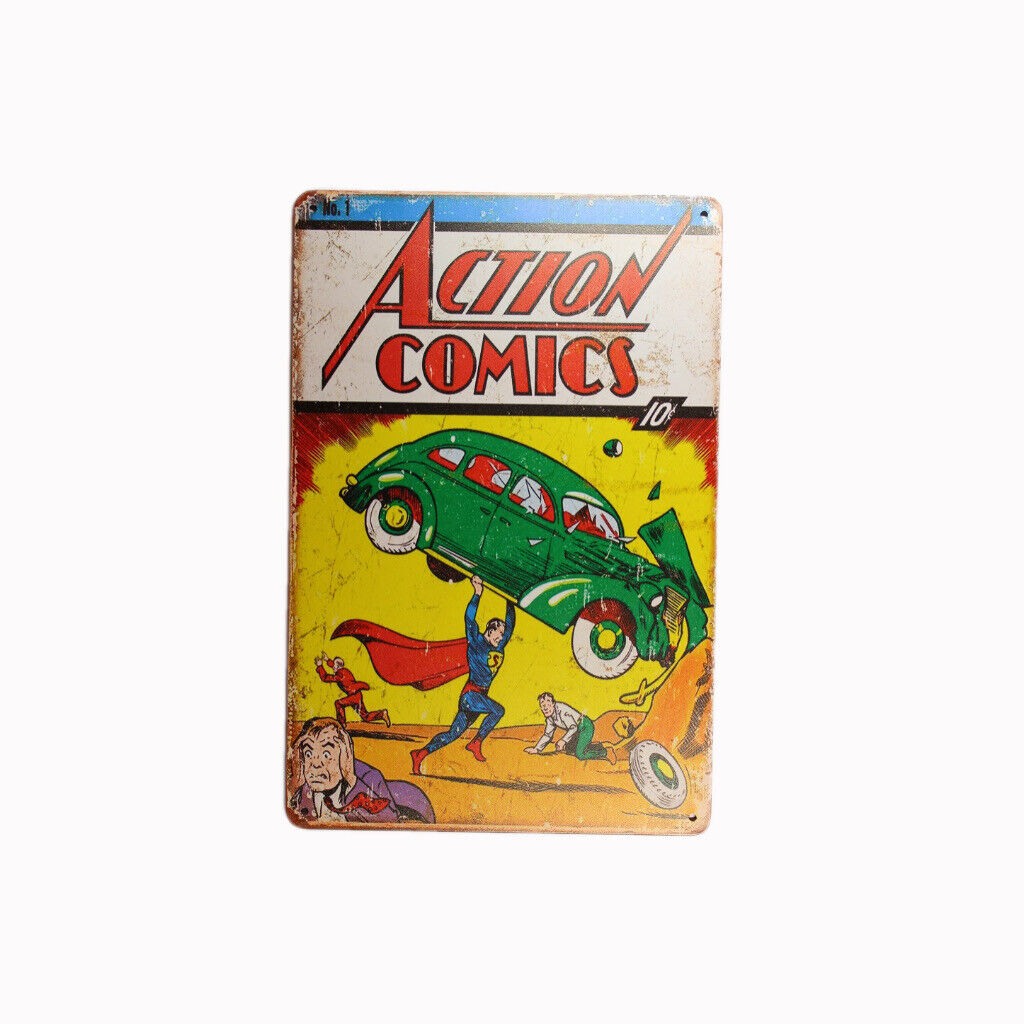 Tin Sign Action Comics Sprint Drink Bar Whisky Rustic Look