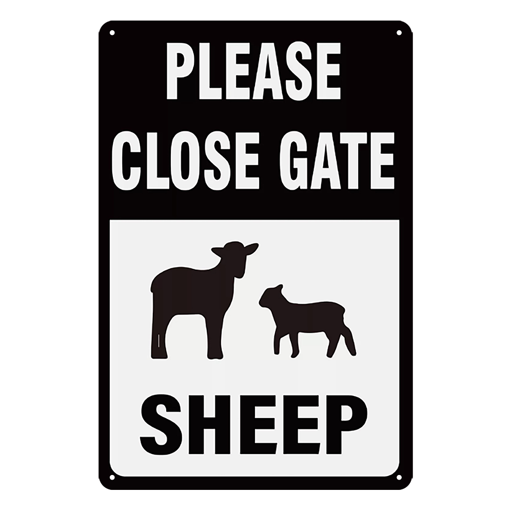 2x Please Close Gate Sheep Rustic Tin Sign Vintage Garage Bar Farm