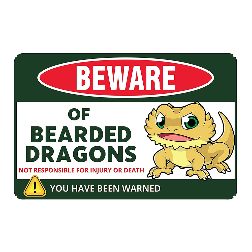 Beware Of Bearded Dragons Rustic Metal Sign Vintage Tin Shed Garage Bar