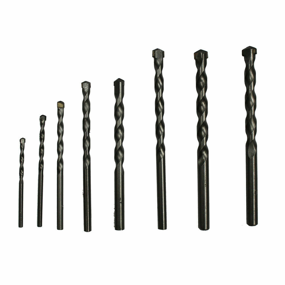 Masonry Drills Bit Set Cr Plated 3-10mm 8pcs Concrete Carbide Tip Metric