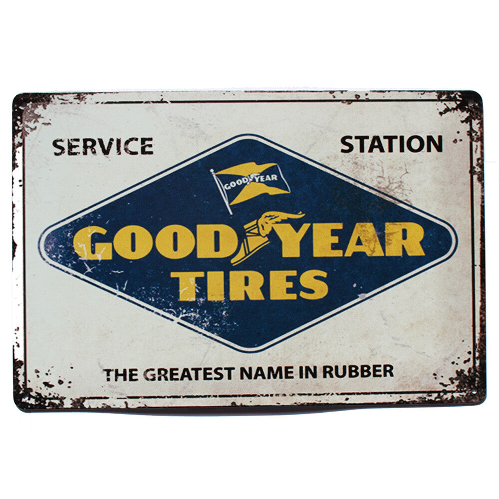 Tin Sign 200x300mm Service Station Good Year Tires The Greatest Name In Rubber