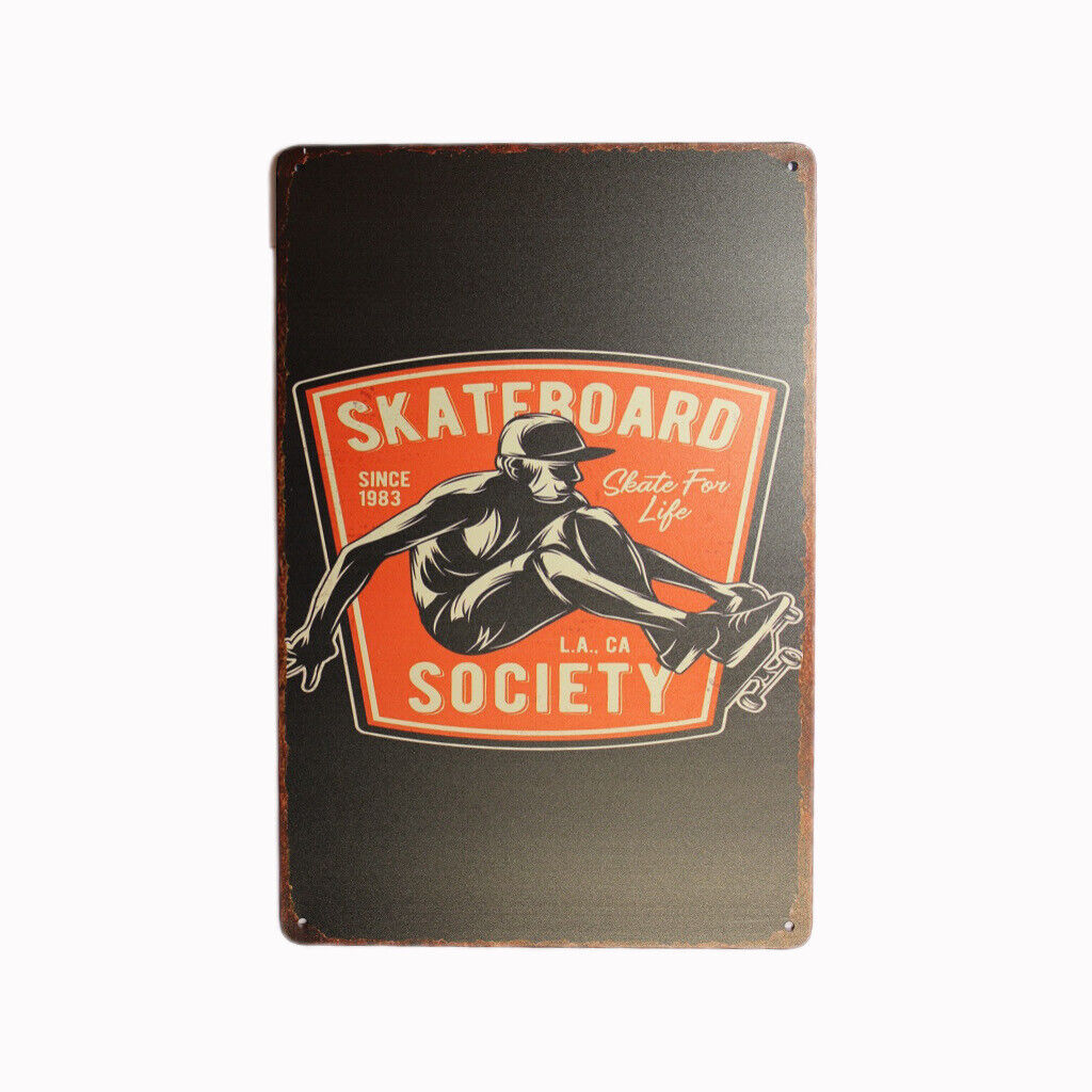 Tin Sign Skateboard Society Sprint Drink Bar Whisky Rustic Look