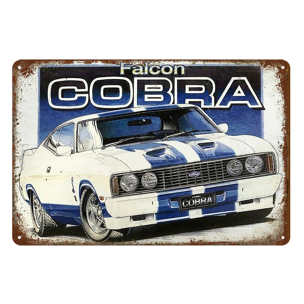 2x Cobra Falcon Ford Rustic Metal Sign Vintage Tin Shed Garage Bar Man Cave