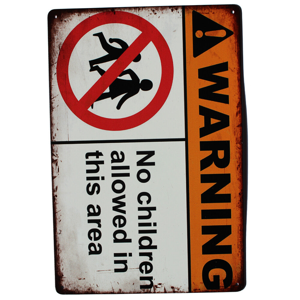 Tin Sign 200x300mmwarming No Children Allowed In This Area Safety Metal
