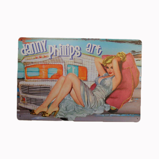 Tin Sign Danny Phillips Art Sprint Drink Bar Whisky Rustic Look