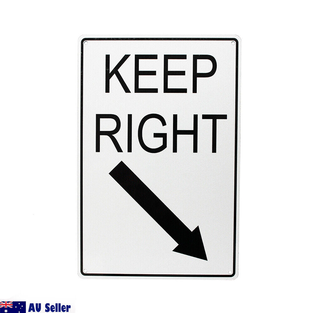 Warning Notice Keep Right Arrow Sign 200x300mm Metal Waterproof Traffic