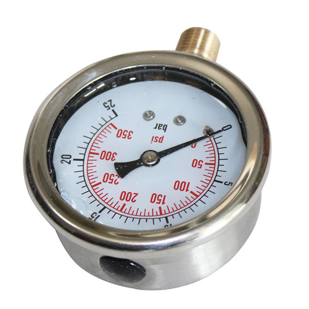 Liquid Oil Filled Pressure Gauge 350psi 25bar G1/4″ Dia 63mm 2.5” Meter Workshop