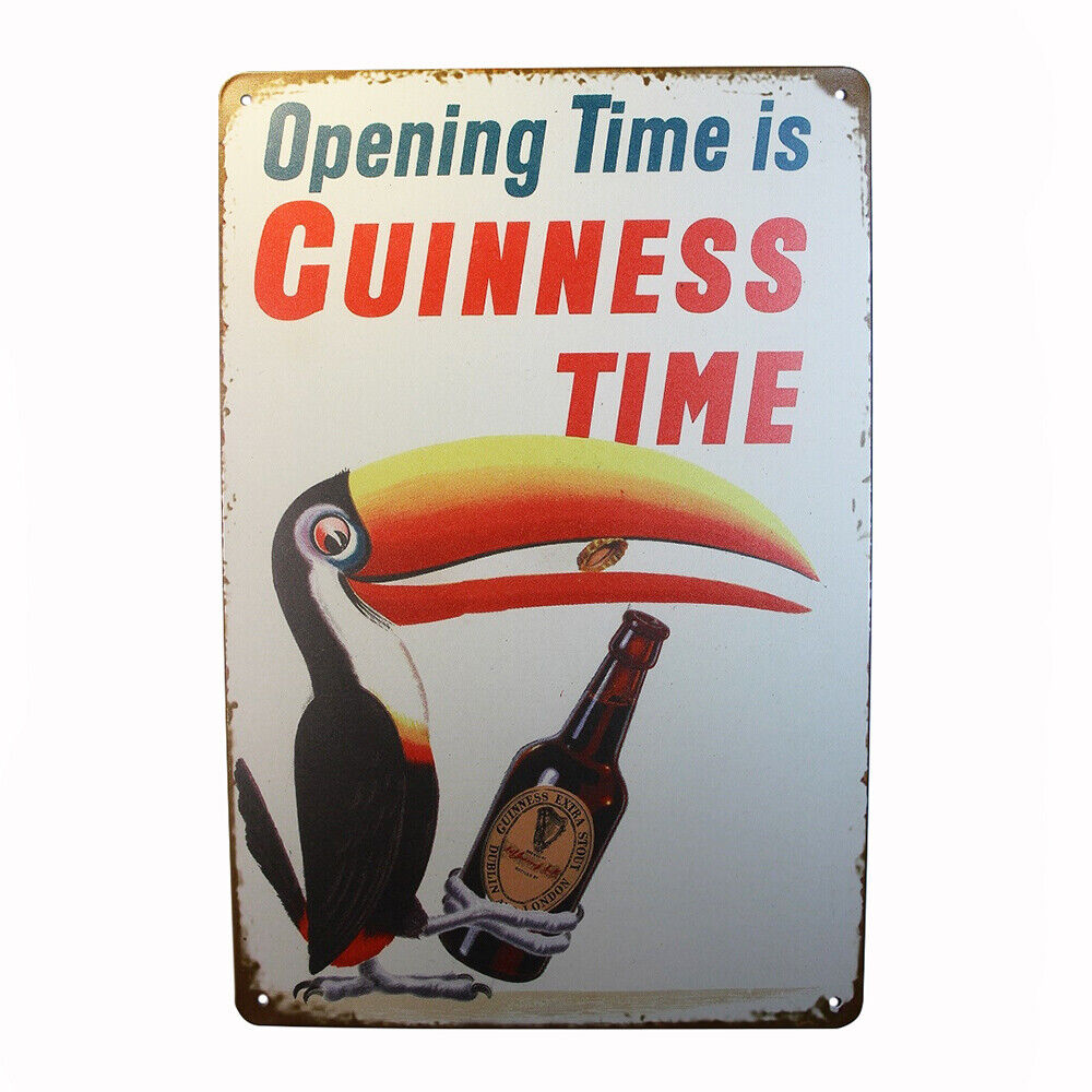 Tin Sign Guinness Time Sprint Drink Bar Whisky Rustic Look