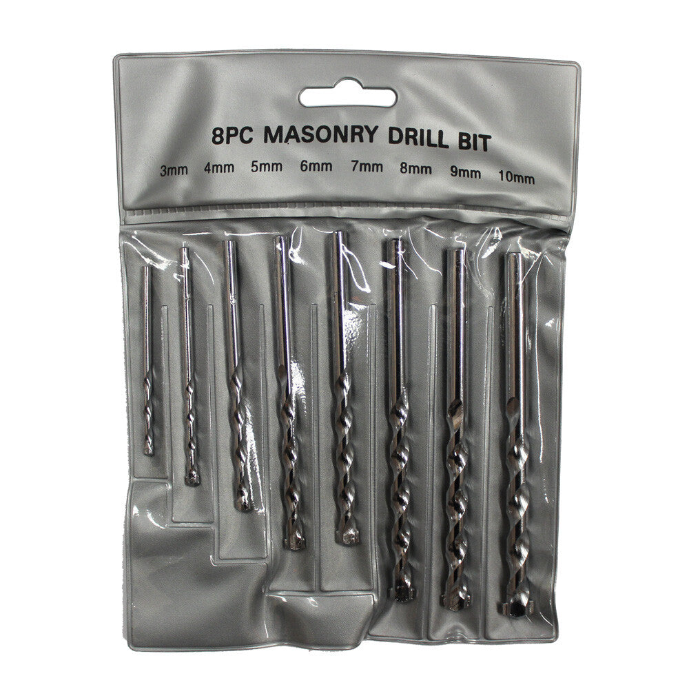 8pcs Masonry Drill Bit Set 3-10mm Carbide Tip Brick Wall Concrete