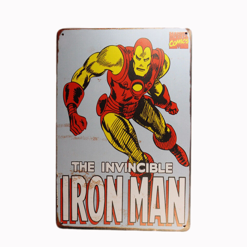 Tin Sign Iron Man Hero Sprint Drink Bar Whisky Rustic Look
