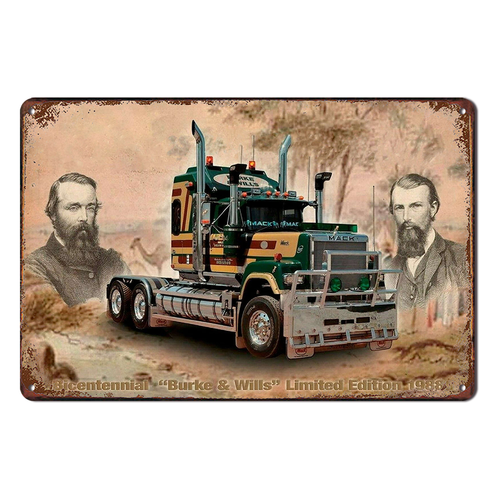 Mack Mac Truck Burke & Wills Tin Metal Sign Rustic Look Vintage Man Cave