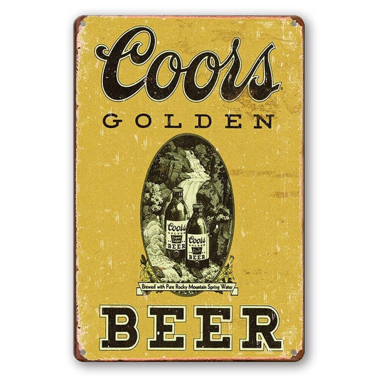 Tin Sign Coors Golden Beer Banquet Man Cave Drink Rustic Look Decorative