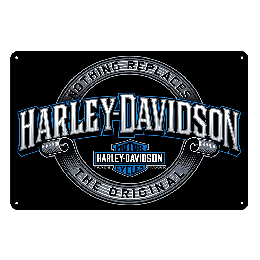 2x Harley-davidson Motor Cycle Nothing Replaces Rustic Tin Sign Vintage Garage