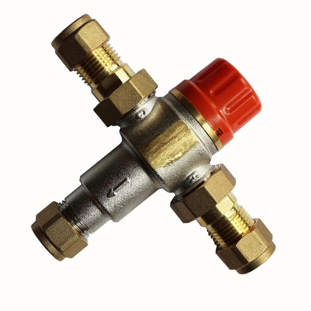 Tempering Mixing Valve 15mm 1/2″ Copper Adjustable 40-50 °c Compatible