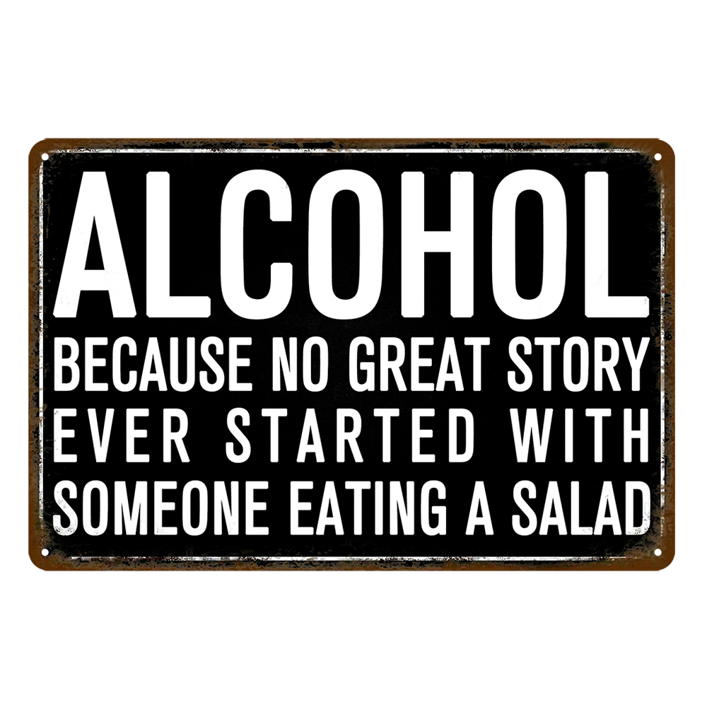 Alcohol Great Story Beer Rustic Metal Sign Vintage Tin Shed Garage Bar