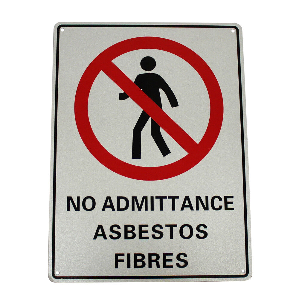 Warning Safety No Admittance Asbestos Fibers Sign 300*200mm Metal Security