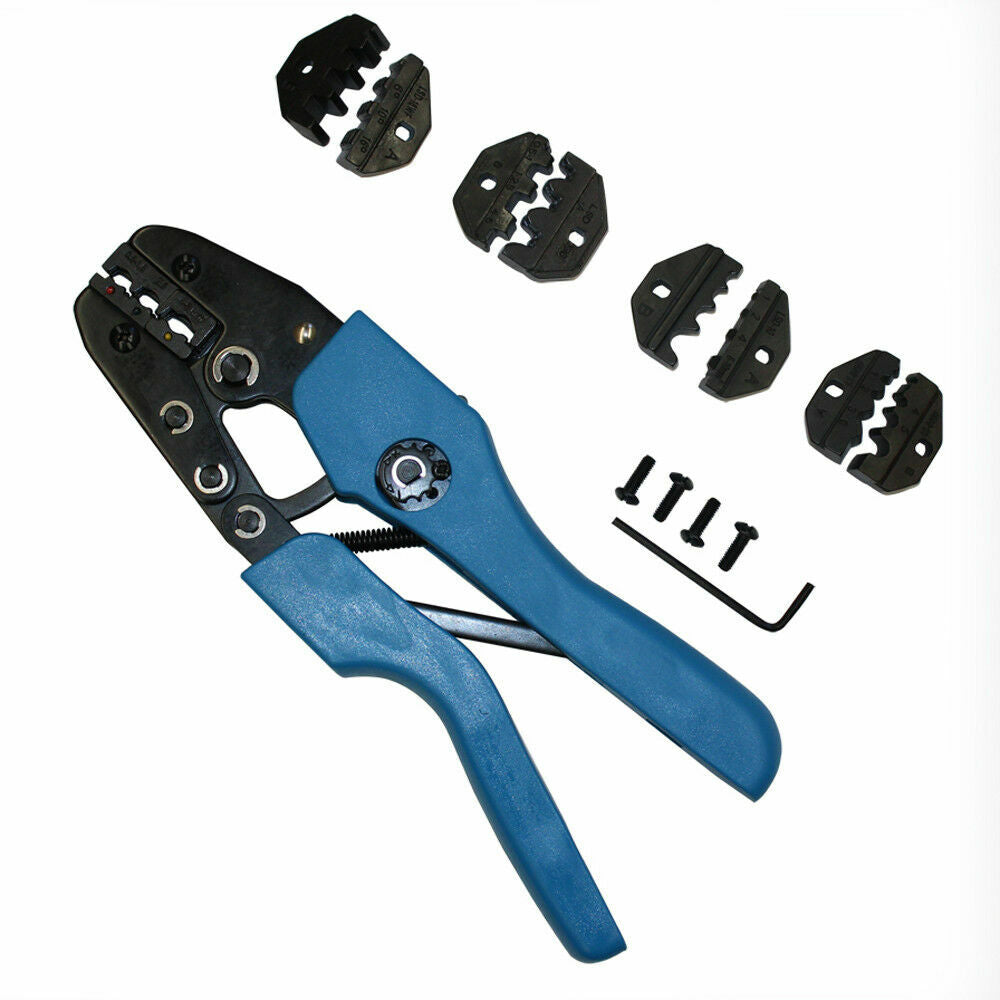 Ratchting Crimper Plier 5 Die Versatile Wire Crimping Kit Non Insulated Ferrules