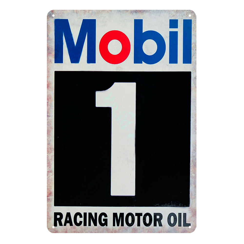 2x Mobil Racing Motor Oil 1 Auto Car Rustic Tin Sign Vintage Garage Bar