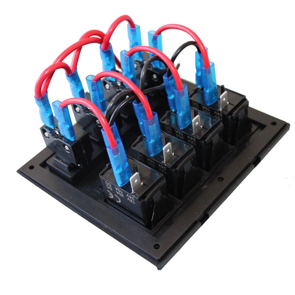 Marine Boat Rocker Switch Panel 4 Gang Blue 12/24dc 4 Breaker 11.5/23a Ip66