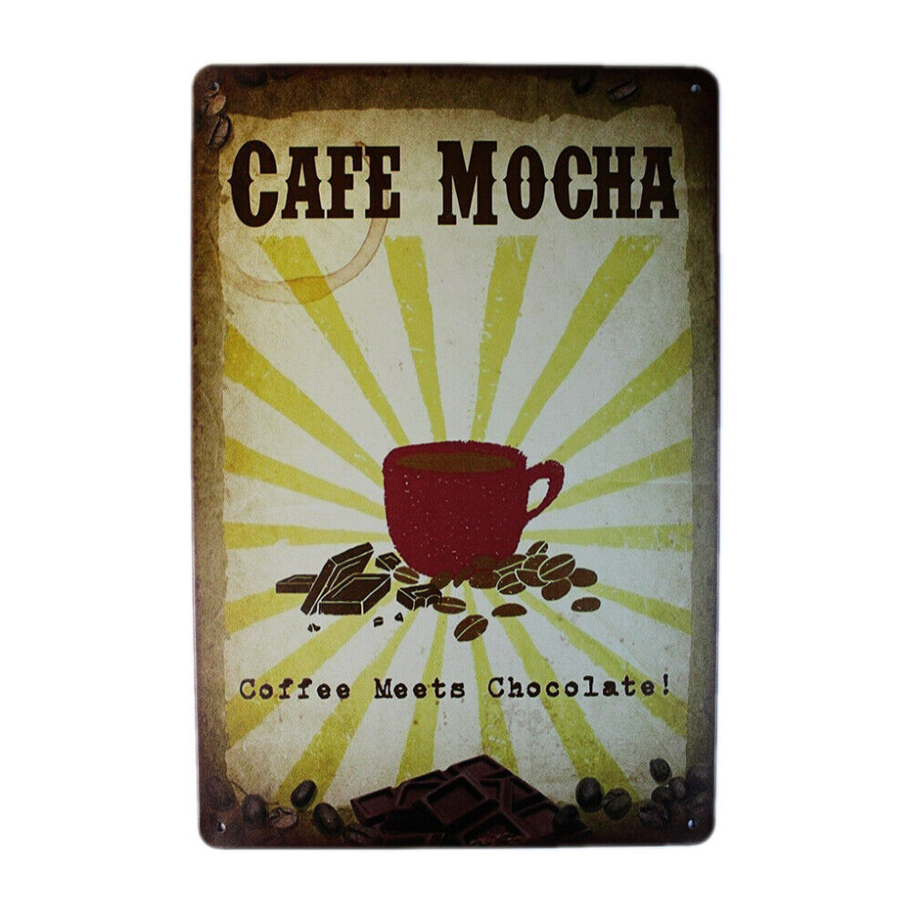 Tin Sign Cafe Mocha Sprint Drink Bar Whisky Rustic Look
