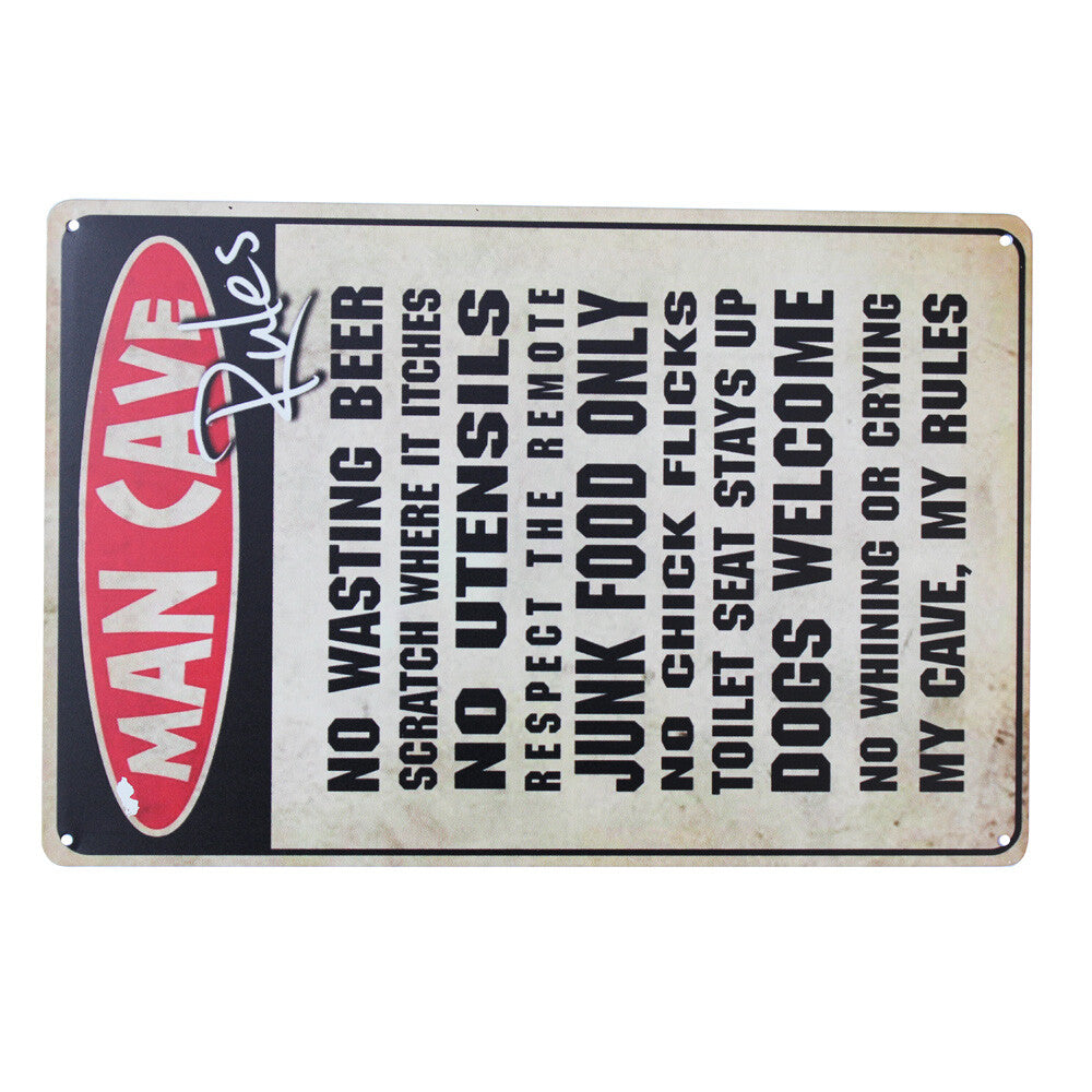 Warning Tin Sign 200*300mm Man Cave?my Cave My Rules Workshop Private