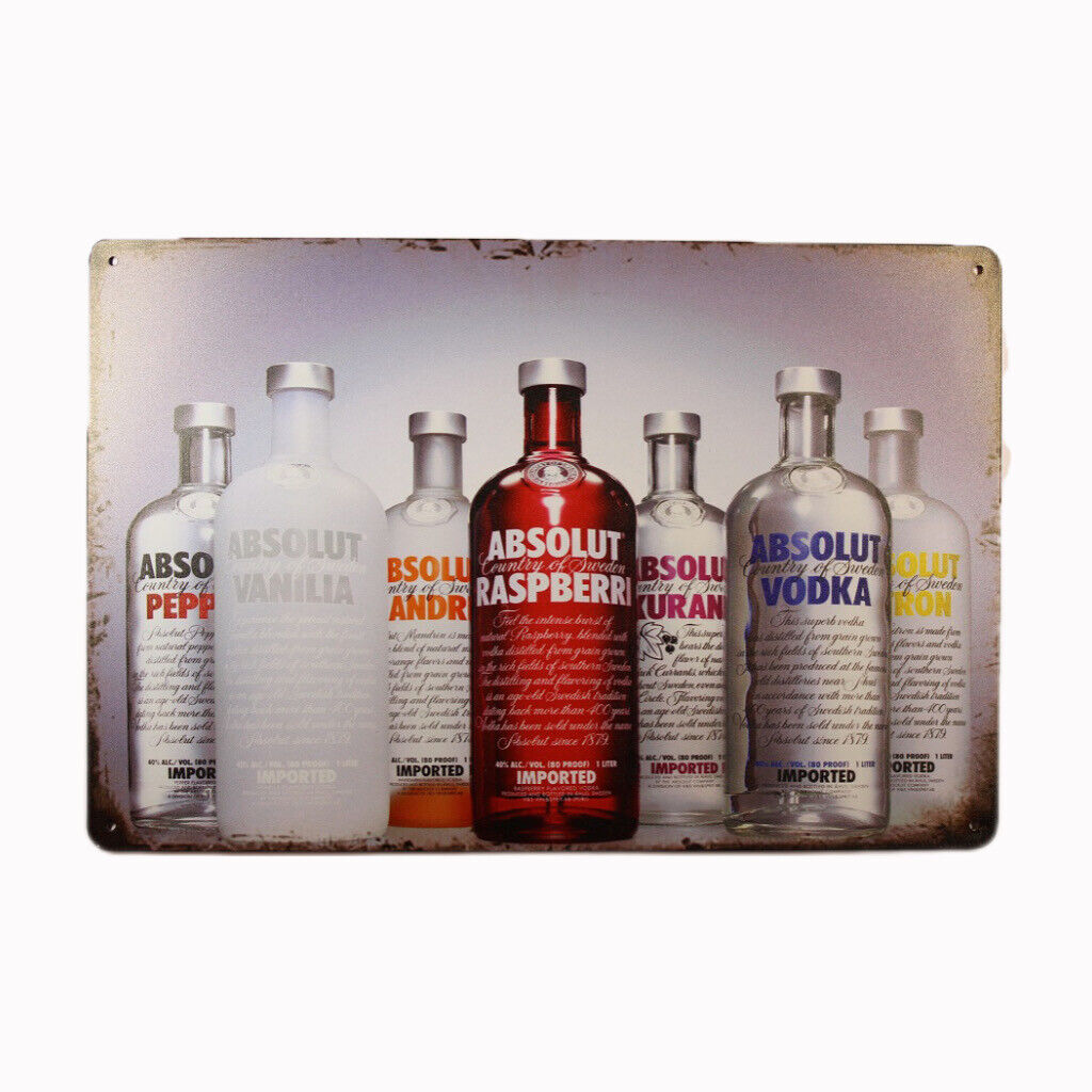 Tin Sign Absolut Vodka Sprint Drink Bar Whisky Rustic Look
