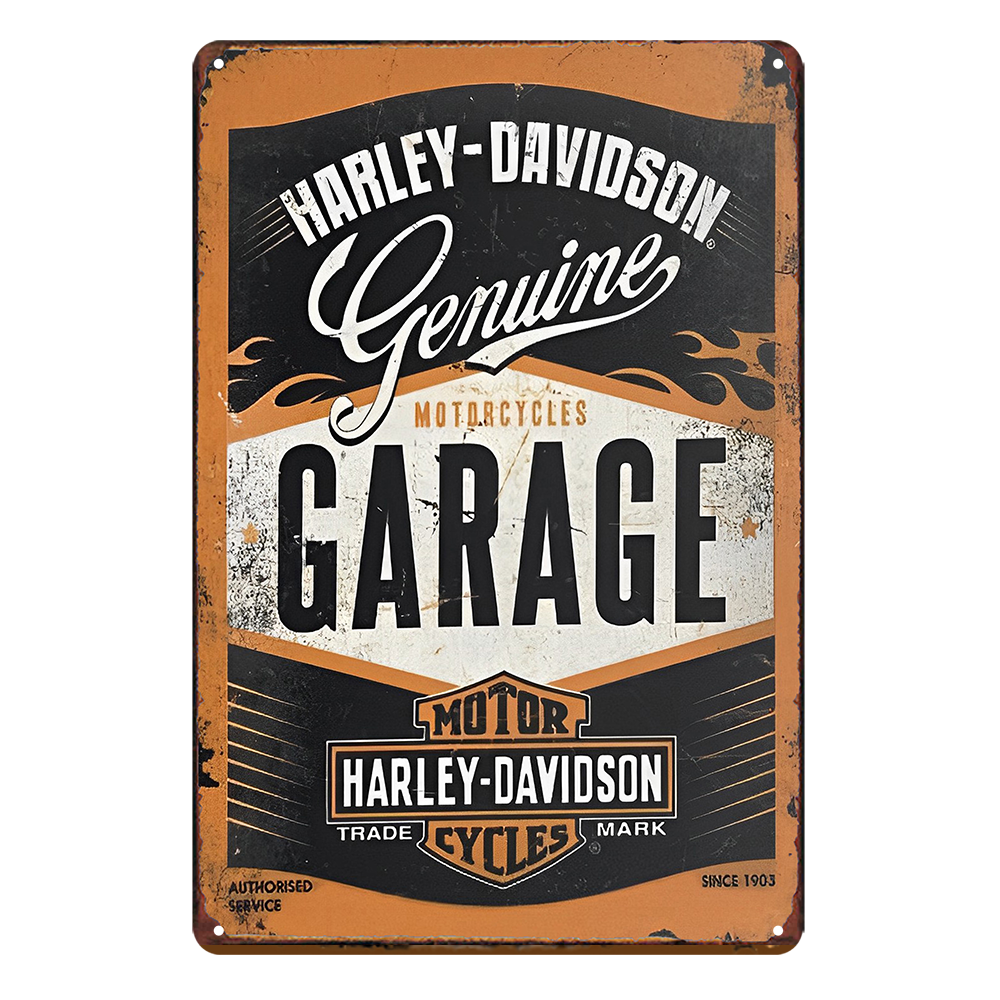 2x Harley-davidson Garage Genuines Motorcycles Rustic Tin Sign Vintage Man Cave