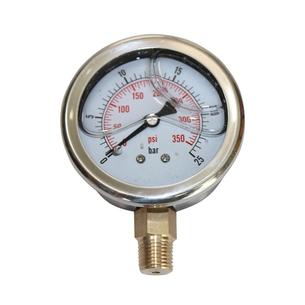 Liquid Oil Filled Pressure Gauge 350psi 25bar G1/4″ Dia 63mm 2.5” Meter Workshop