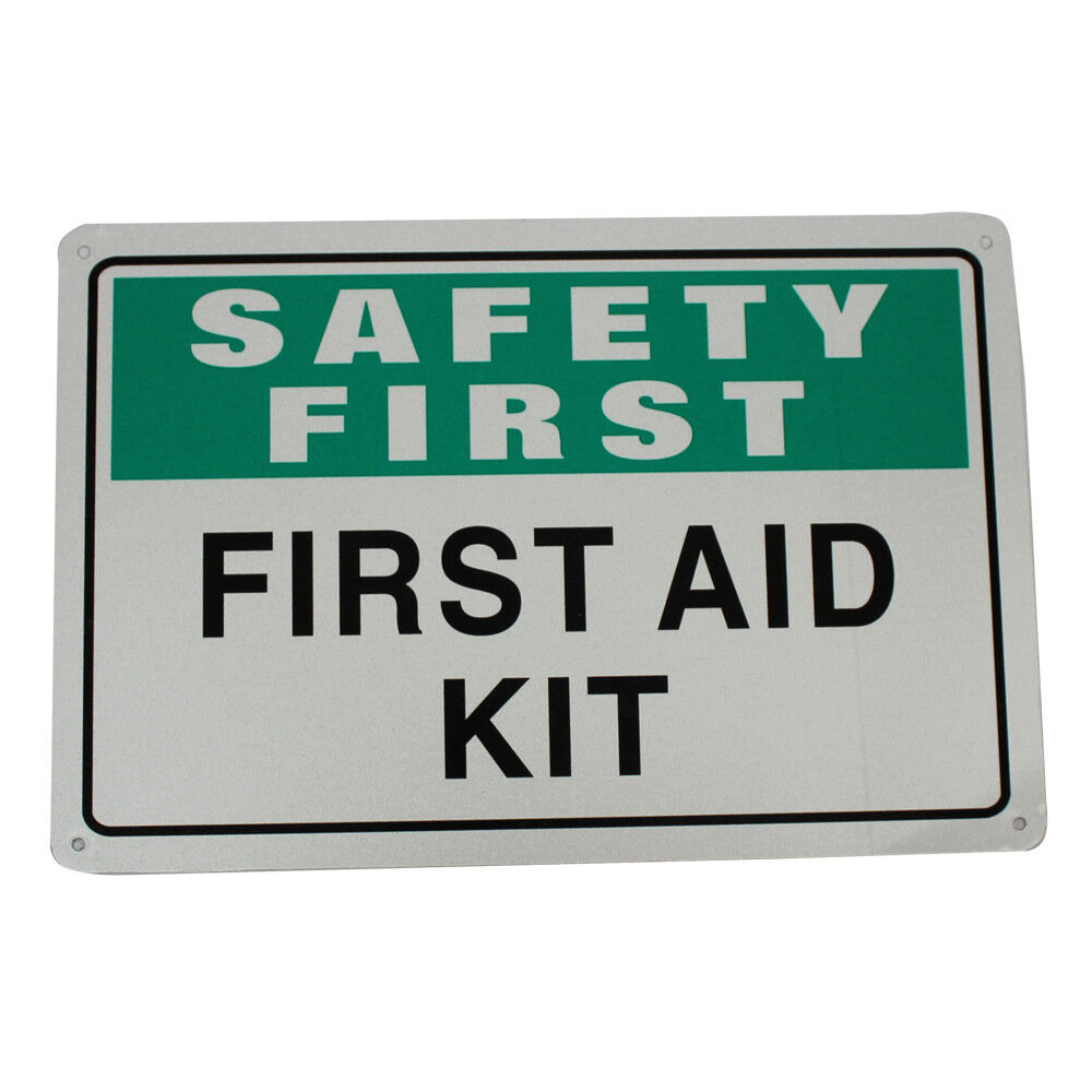 Warning Safety First Aid Kit Sign 200x300mm Metal Al Public Work Health
