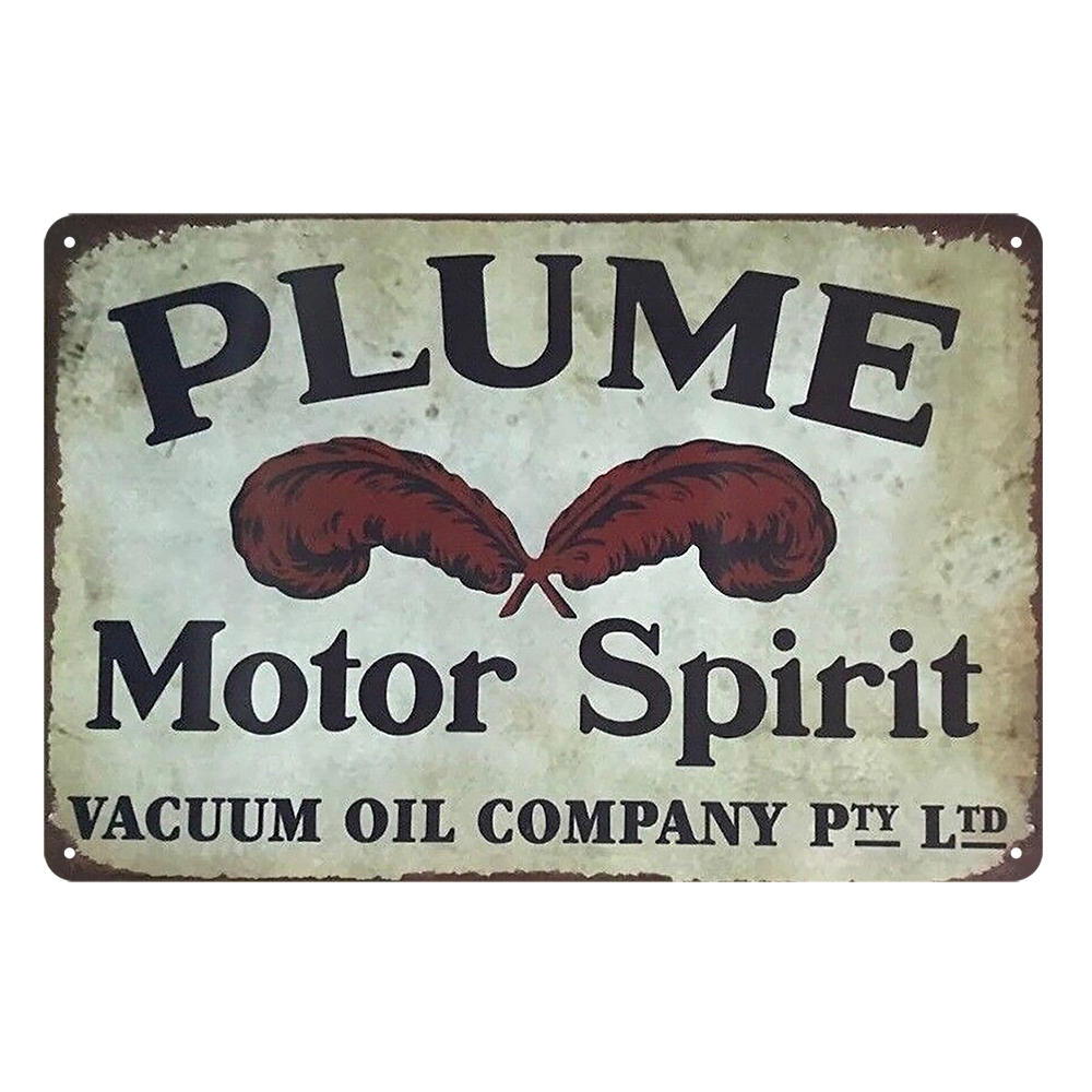 Plume Motor Spirit Cacuum Oil Tin Metal Sign Rustic Look Vintage