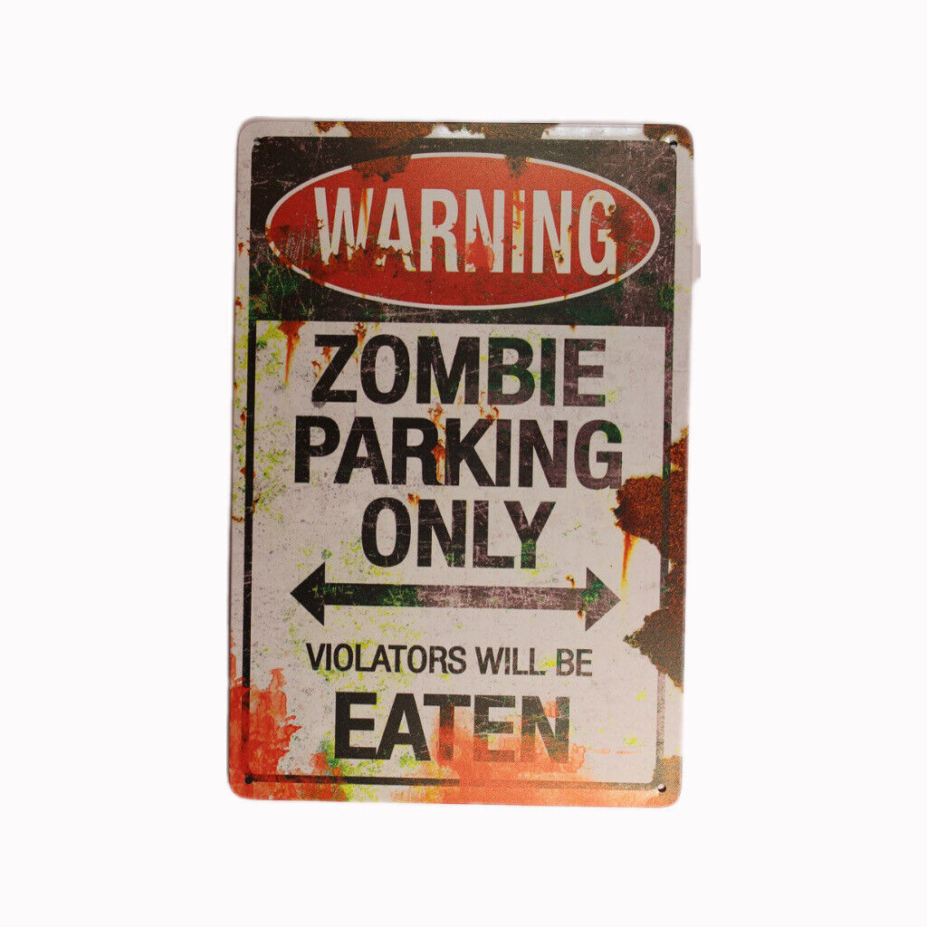 Tin Sign Zombie Parking Only Sprint Drink Bar Whisky Rustic Look