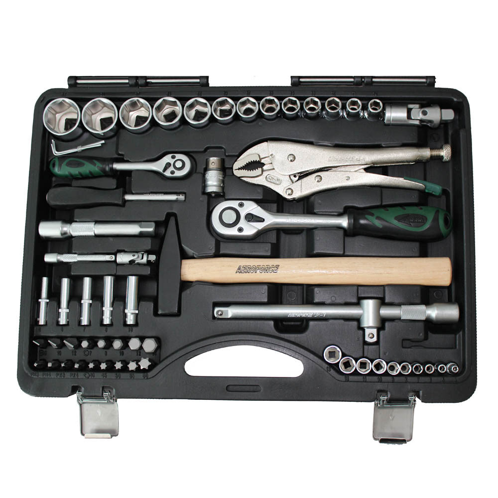 82pc Socket Set 1/4″ 1/2″ Dr. Deluxe Hammer Adaptor Bit Ratchet Spinner Handle