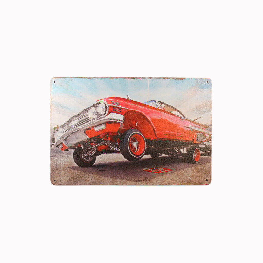 Tin Sign Red Car Sprint Drink Bar Whisky Rustic Look