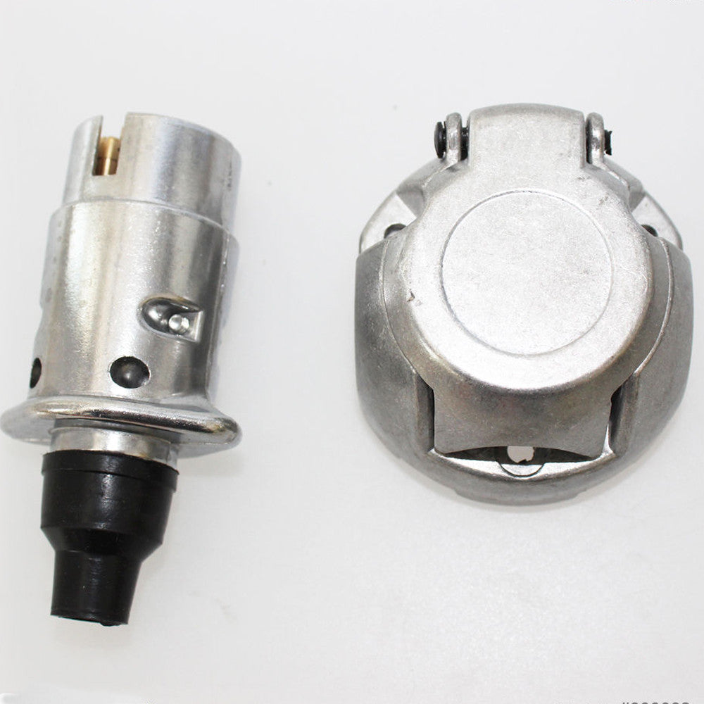 Electrical Plug Socket 7 Pin Round Metal Light Wire Alloy Trailer Carvan