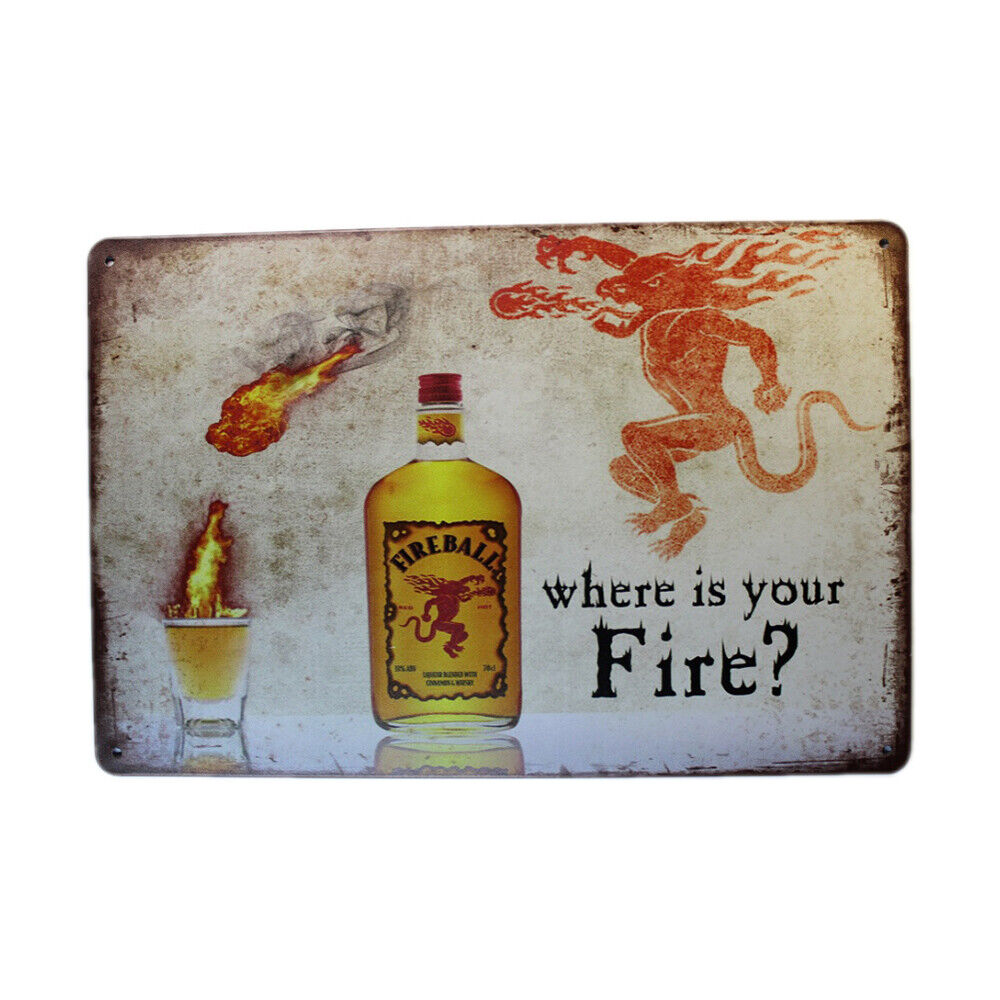 Tin Sign Fireball Sprint Drink Bar Whisky Rustic Look