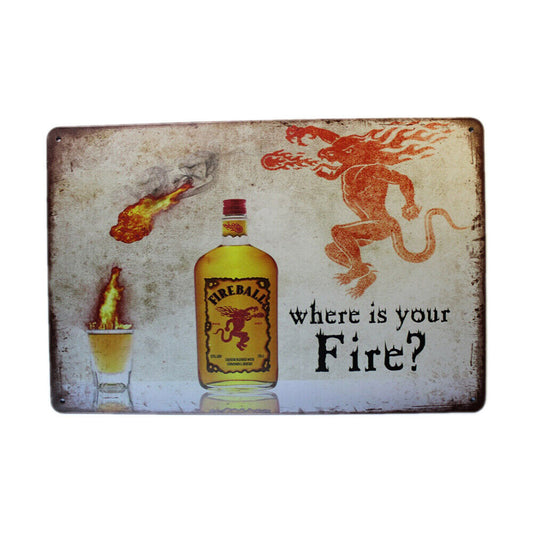 Tin Sign Fireball  Sprint Drink Bar Whisky Rustic Look