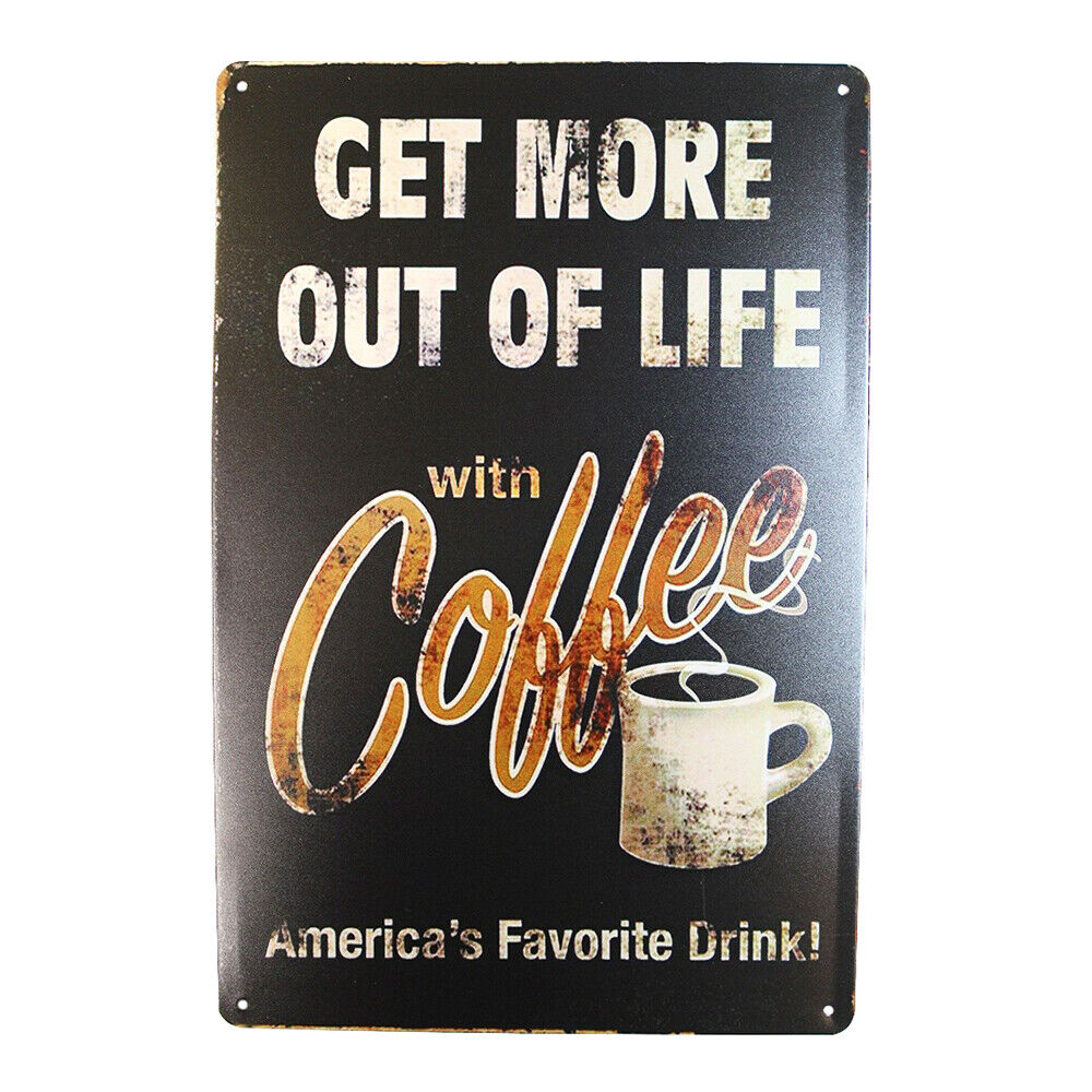 Tin Sign Sprint Coffer Life America Drink Bar Whisky Rustic Look
