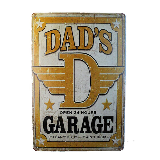 Tin Sign Dad`s Garage Sprint Drink Bar Whisky Rustic Look