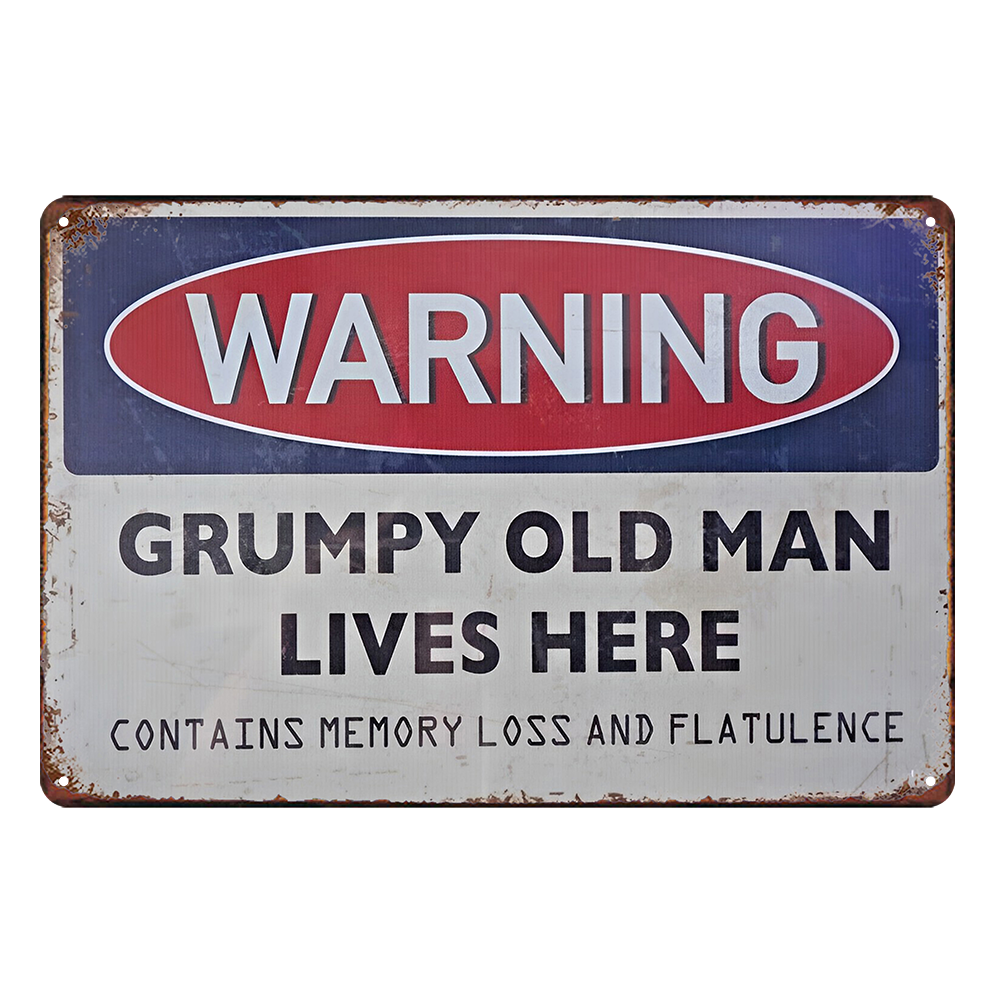 2x Warning Grumpy Old Man Lives Here Rustic Tin Sign Vintage Garage Bar