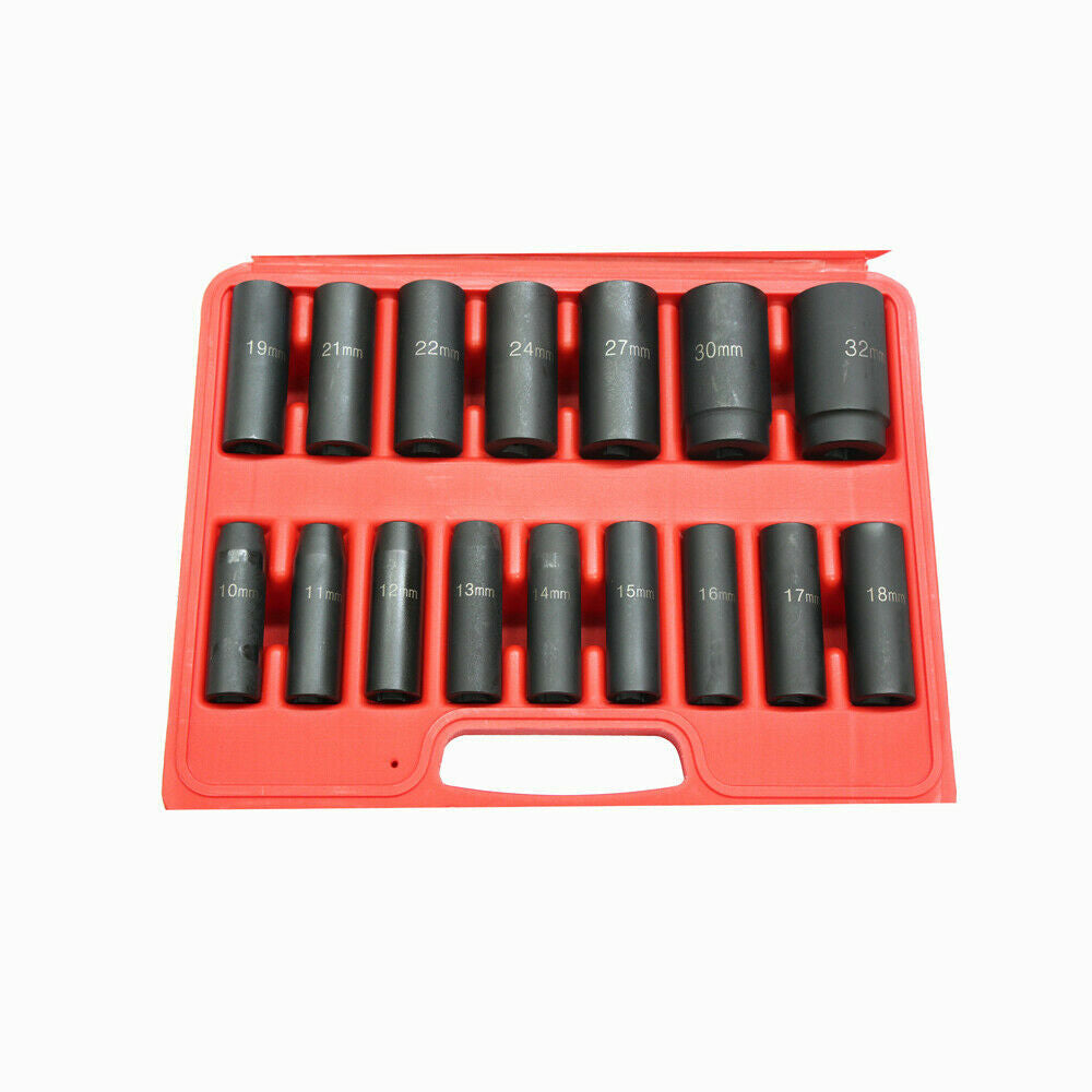 1/2 Dr.17pc Impact Deep Socket Set 10-32mm H78 Car Garage Mechanic Kit Dodoyee
