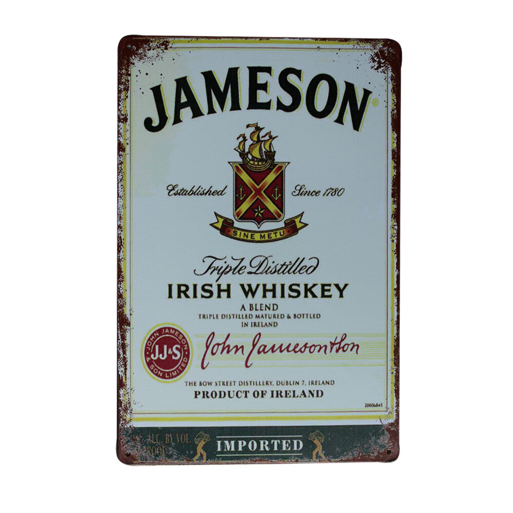 Metal Tin Sign Jameson Irish Whiskey 200x300mm Man Cave Bar Shed Sign