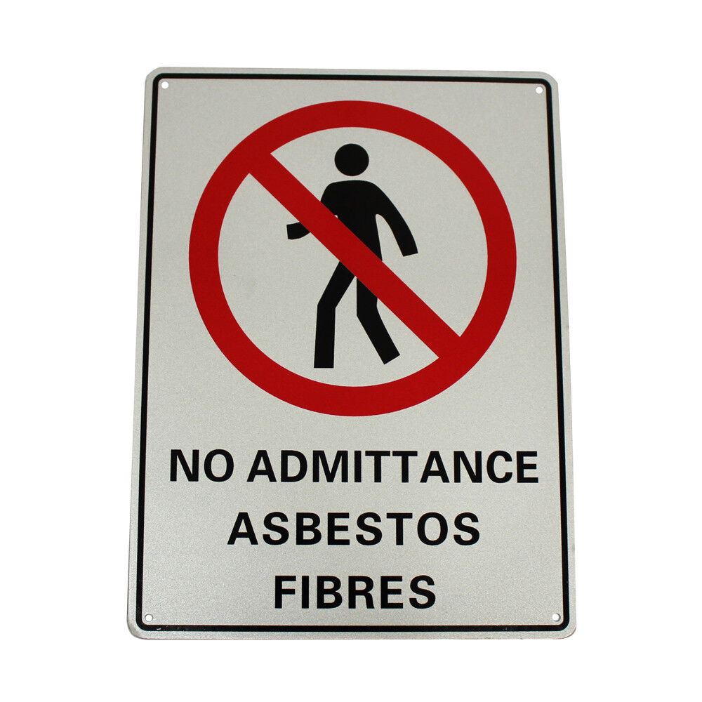 Warning Safety No Admittance Asbestos Fibers Sign 300*200mm Metal Security