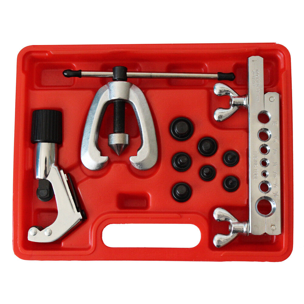 Tube Pipe Double Flaring Kit 7 Die 1/4-5/8″ Plumbing Deburrer Brake Air H4001002