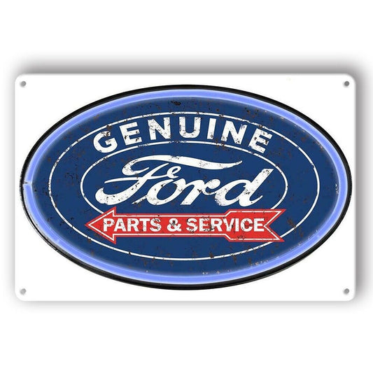 Tin Sign Ford Genuine Parts Service Metal Plate Rustic Decorative Wall Art Rusti