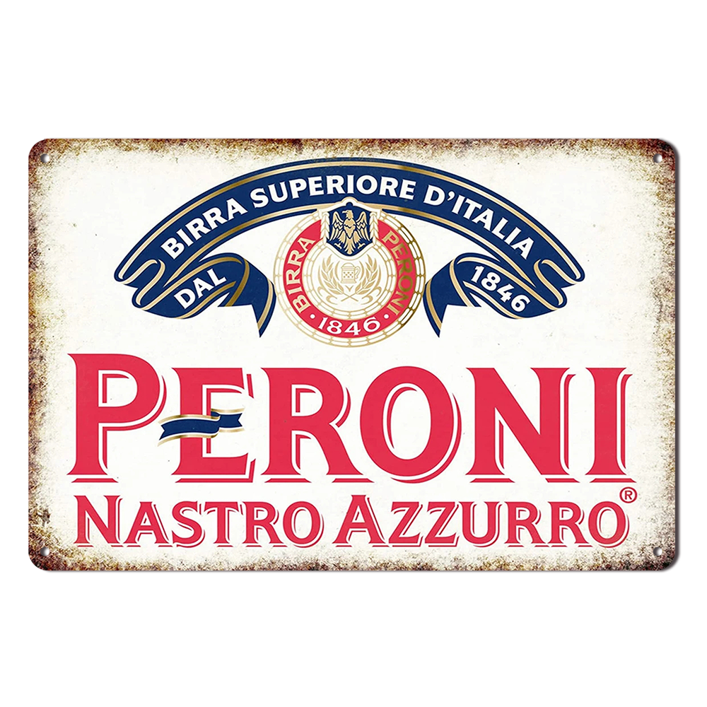 Peroni Nastro Azzurro Beer Tin Metal Sign Rustic Look Vintage Man Cave