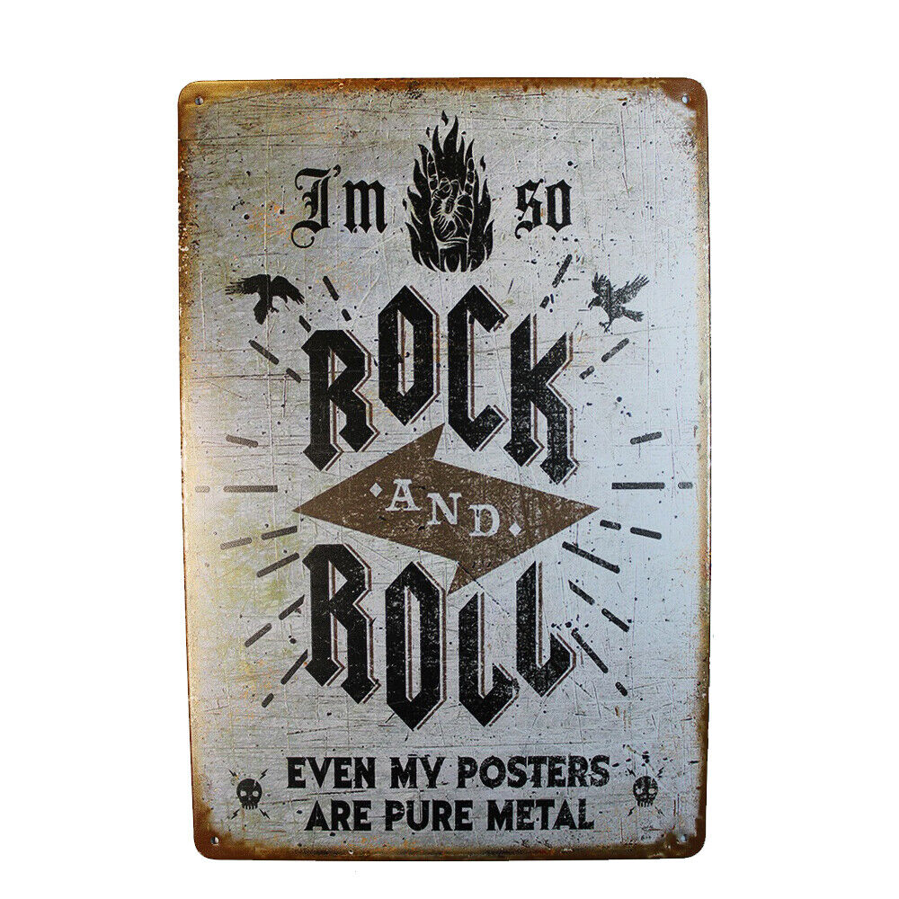 Tin Sign Rock Roll Sprint Drink Bar Whisky Rustic Look
