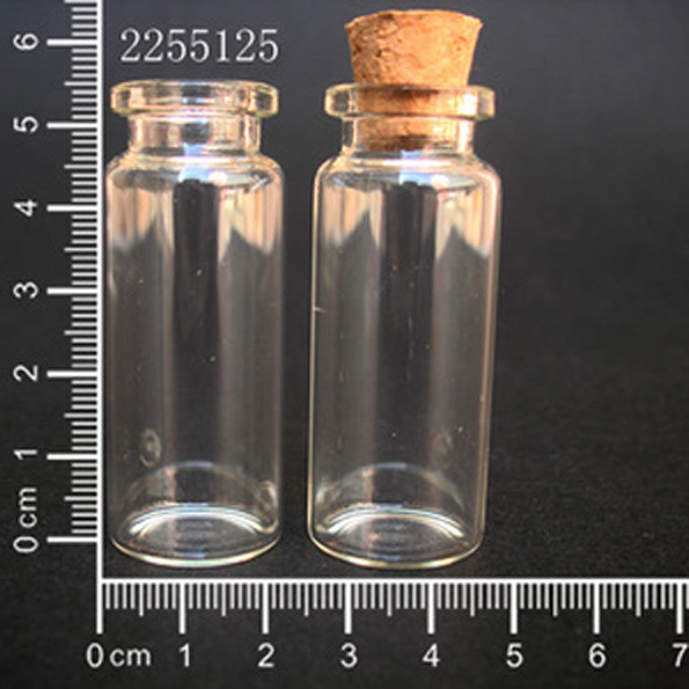 10x Mini Glass Bottle 12ml Empty Tiny Small Clear Cork Container Bottle 98007001