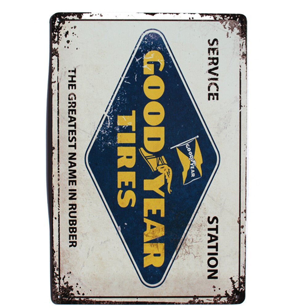 Tin Sign 200x300mm Service Station Good Year Tires The Greatest Name In Rubber