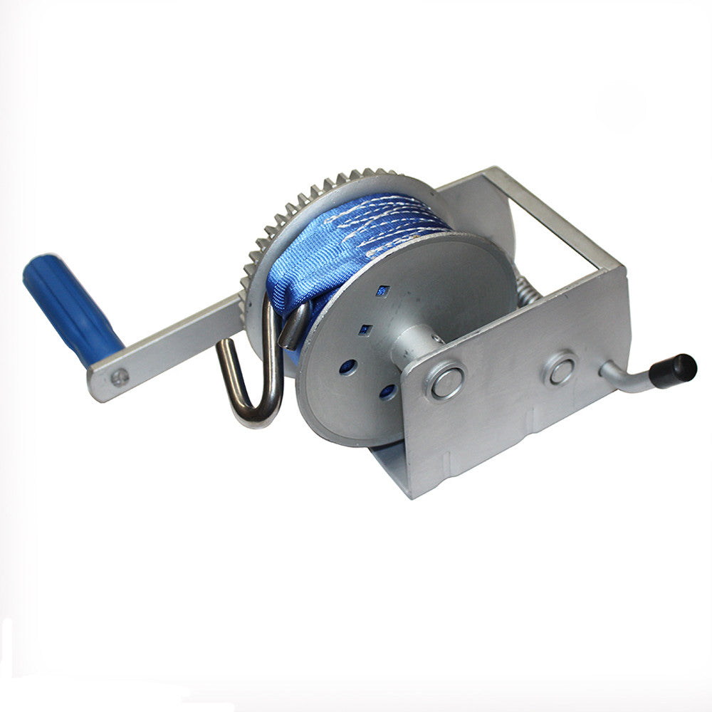 500kg Hand Winch 6m Webbing Strap Shook Ratio 3:1 Boat Marine 1100lb Trailer Hd